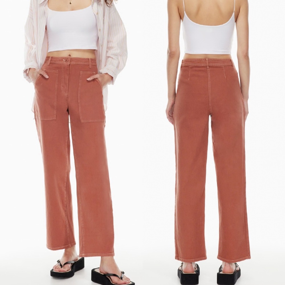 Wilfred Free Aritzia Modern Utility Pants Wide‎ Leg Mocha Sorbet Size 6
